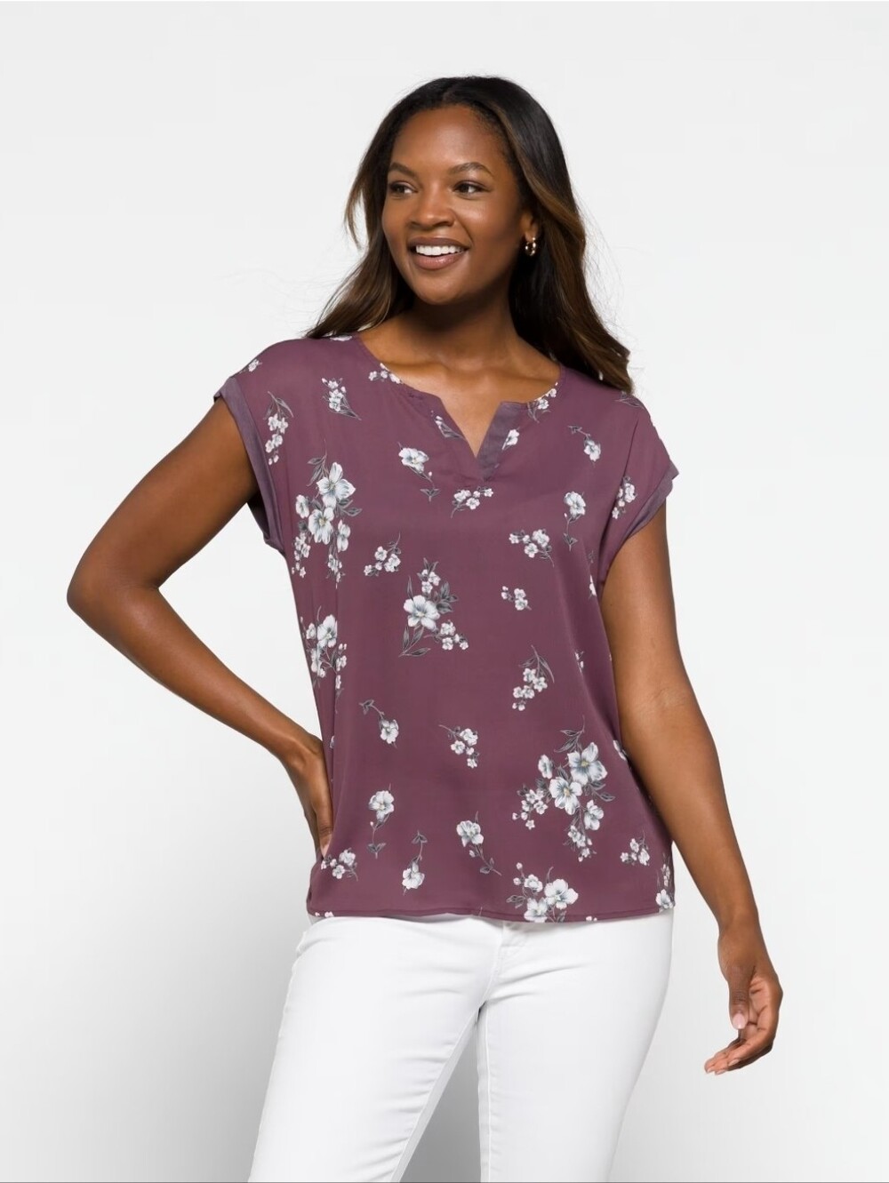 Papermoon Plum Floral V-Neck Blouse
